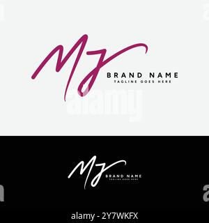 M, J, MJ lettre initiale logo. Logo signature manuscrite Alphabet MJ Illustration de Vecteur