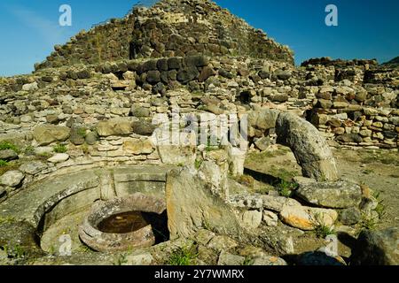 Zone archéologique Nuraghe de Barumini. Site du patrimoine de l'UNESCO. Province de Sardaigne du Sud, Italie Banque D'Images