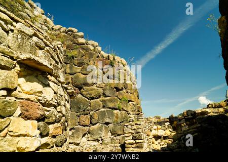 Zone archéologique Nuraghe de Barumini. Site du patrimoine de l'UNESCO. Province de Sardaigne du Sud, Italie Banque D'Images