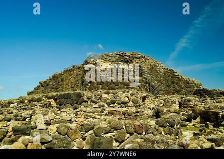 Zone archéologique Nuraghe de Barumini. Site du patrimoine de l'UNESCO. Province de Sardaigne du Sud, Italie Banque D'Images