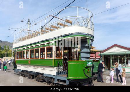 Tramway vintage à toit ouvert, Ferrymead Heritage Park, Ferrymead, Christchurch (Ōtautahi), Canterbury, nouvelle-Zélande Banque D'Images