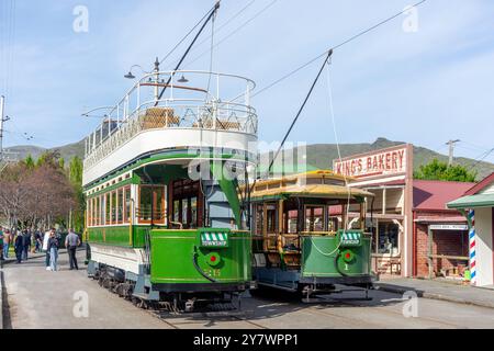 Tramways vintage, Ferrymead Heritage Park, Ferrymead, Christchurch (Ōtautahi), Canterbury, nouvelle-Zélande Banque D'Images