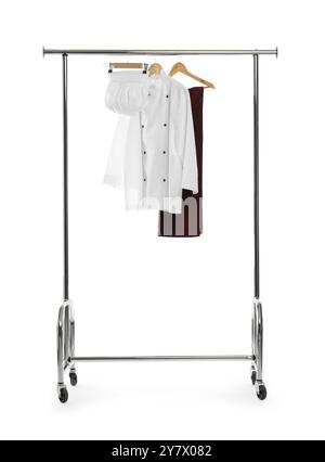 Uniforme du chef sur porte-vêtements sur fond blanc Banque D'Images