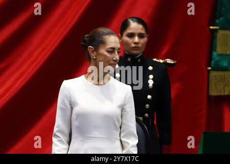 Mexico, Mexique. 1er octobre 2024. La nouvelle présidente mexicaine, Claudia Sheinbaum Pardo, assiste à la cérémonie d'investiture au Congrès de l'Union. Le 1er octobre 2024 à Mexico, Mexique. (Photo de Carlos Santiago/ crédit : Eyepix Group/Alamy Live News Banque D'Images