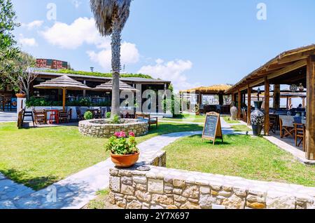 Tam Tam Beach Bar près de Mastichari sur l'île de Kos en Grèce Banque D'Images