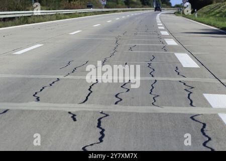 Autoroute réparée, besoin de rénovation, Allemagne, Europe Banque D'Images