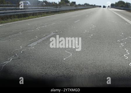 Autoroute réparée, besoin de rénovation, Allemagne, Europe Banque D'Images