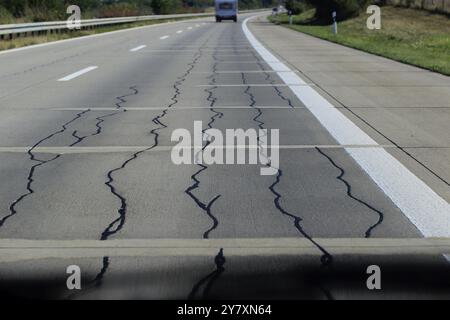 Autoroute réparée, besoin de rénovation, Allemagne, Europe Banque D'Images