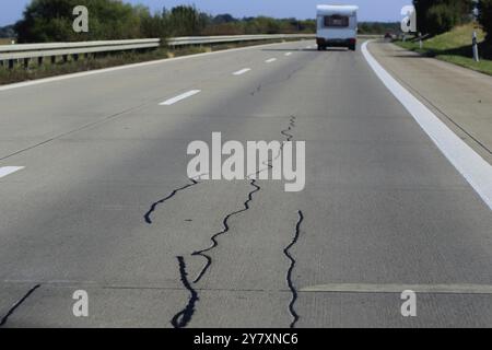 Autoroute réparée, besoin de rénovation, Allemagne, Europe Banque D'Images