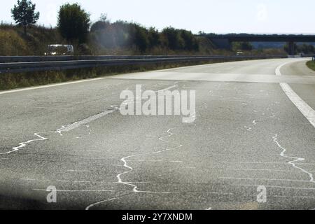 Autoroute réparée, besoin de rénovation, Allemagne, Europe Banque D'Images