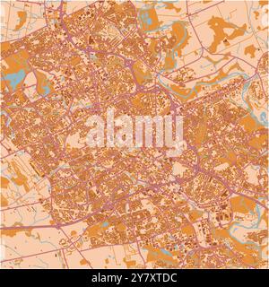 Carte de Kitchener au Canada dans un thème sablonneux. Contient un vecteur en couches avec routes eau, parcs, etc Illustration de Vecteur