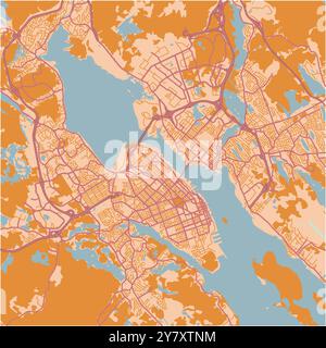Carte de Halifax au Canada dans un thème sablonneux. Contient un vecteur en couches avec routes eau, parcs, etc Illustration de Vecteur