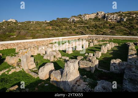 Basilique chrétienne ancienne de son Bou, 5th siècle, plage de son Bou, Alayor,Menorca, Iles Baléares, Espagne Banque D'Images