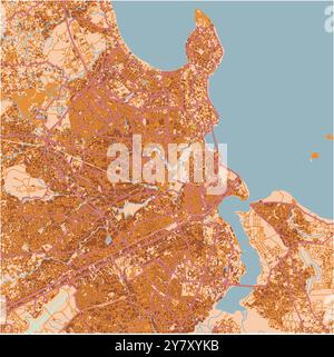 Carte de Dar es Salaam en Tanzanie dans un thème sablonneux. Contient un vecteur en couches avec routes eau, parcs, etc Illustration de Vecteur