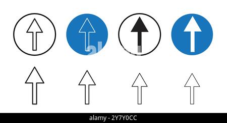 Flèche vers le haut icône vecteur d'art de ligne noir dans le signe de collection d'ensemble de contour noir et blanc Illustration de Vecteur