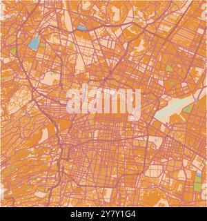 Carte de Mexico City au Mexique dans un thème sablonneux. Contient un vecteur en couches avec routes eau, parcs, etc Illustration de Vecteur