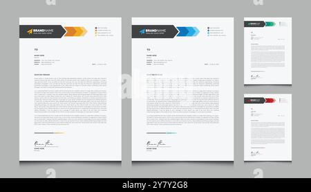 Design de modèle d'en-tête personnalisé unique et attrayant avec format A4 modifiable et graphiques de haute qualité Illustration de Vecteur