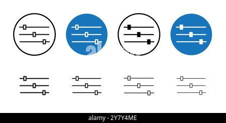 Paramètres icône curseurs vecteur d'art de ligne noir en noir et blanc contour définir le signe de collection Illustration de Vecteur