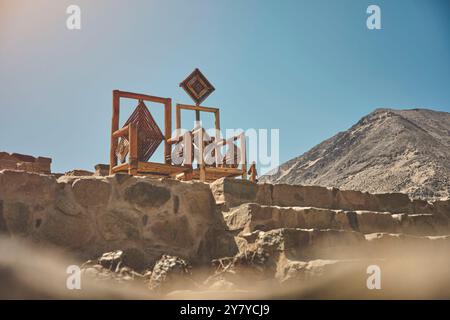Ruines antiques de la civilisation de Caral, au Pérou Banque D'Images
