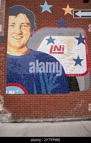 Go Habs Go hockey murale dans le quartier Hochelaga à Montréal, Québec, Canada Banque D'Images