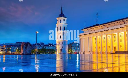 Clocher de la cathédrale de Vilnius avec le centre-ville de Vilnius skyline, paysage urbain de la Lituanie en Europe Banque D'Images