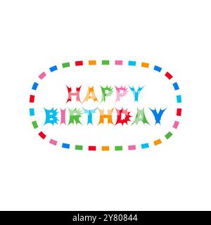 Conception de modèle de vecteur de texte d'anniversaire décoratif. Joyeux anniversaire à vous cadre pour la célébration ou le souhait avec différents alphabet coloré ou lettres Illustration de Vecteur