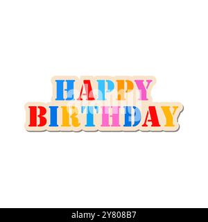 Conception de modèle coloré de vecteur d'anniversaire avec différentes couleurs texte joyeux anniversaire pour souhaiter ou célébrer anniversaire isolé sur fond blanc Illustration de Vecteur