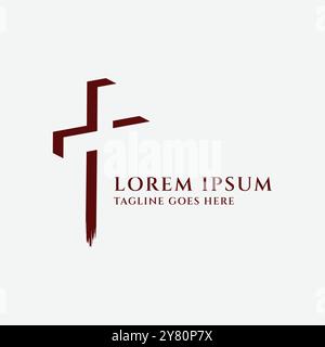 Espace négatif Jésus Christian Cross icône symbole pour religion Bible Biblical logo Design Vector Illustration de Vecteur