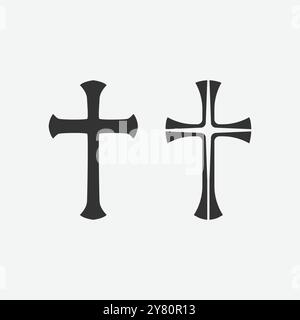 Vintage rétro Old Medieval Jesus Christian Cross symbole avec Shield icône illustration Design Vector Illustration de Vecteur