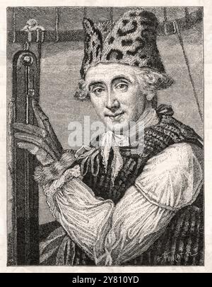 Portrait du Dr John Jeffries, montgolfière américain, 1786. Jefrries (1744-1819) gravure historique Banque D'Images