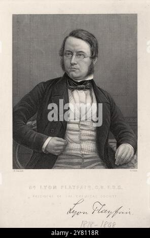 Lyon Playfair (1818-1898) - Portrait, gravure historique Banque D'Images