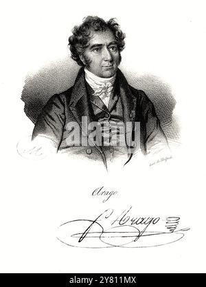 Dominique François Jean Arago (1786-1853) - Portrait, gravure historique Banque D'Images