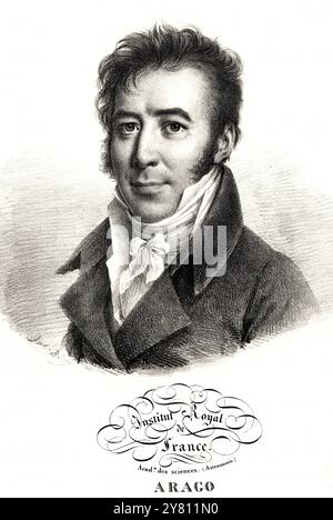 Dominique François Jean Arago (1786-1853) - Portrait, gravure historique Banque D'Images