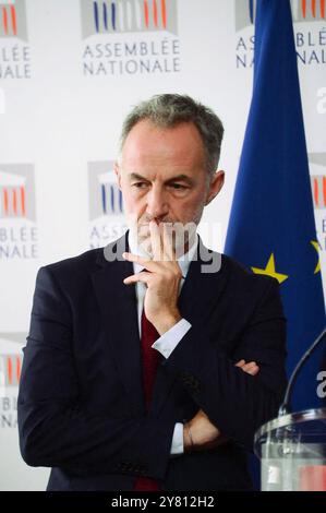 Paris, France. 1er octobre 2024. Emmanuel Gregoire, député PS du NFP lors d'une conférence de presse à l'Assemblée nationale, à Paris, France, le 1er octobre 2024. Photo de Karim ait Adjedjou/ABACAPRESS. COM Credit : Abaca Press/Alamy Live News Banque D'Images