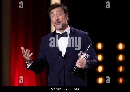 Donostia, Espagne. 20 septembre 2024. Javier Bardem reçoit le Prix Donosti lors du 72e Festival international du film de Saint-Sébastien au Palais Kursaal. Crédit : SOPA images Limited/Alamy Live News Banque D'Images