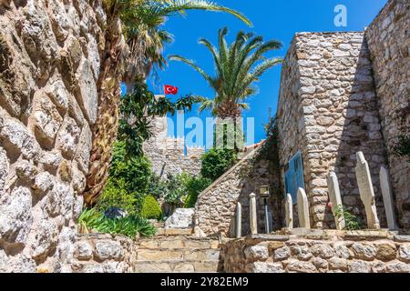 À l'intérieur des murs du château historique de Marmaris. Banque D'Images