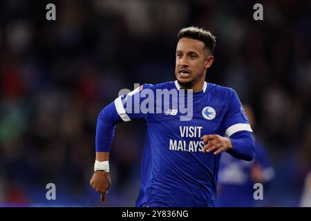 Cardiff, Royaume-Uni. 1er octobre 2024. Callum Robinson de Cardiff City regarde. EFL Skybet championnat match, Cardiff City v Millwall au Cardiff City Stadium de Cardiff, pays de Galles, le mardi 1er octobre 2024. Cette image ne peut être utilisée qu'à des fins éditoriales. Usage éditorial exclusif, photo d'Andrew Orchard/Alamy Live News Banque D'Images