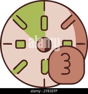 Une icône simple et élégante représentant une forme circulaire avec des segments de différentes couleurs et une petite étiquette attachée avec le numéro 3 dessus. Cette icône Illustration de Vecteur