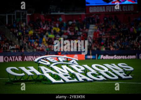 Vue générale à l'intérieur du stade lors d'un match de Ligue des Champions de l'UEFA entre le Girona FC et Feyenoord à l'Estadi Municipal de Montilivi à Gérone, Gérone, Espagne, le 02 octobre 2024. Photo de Felipe Mondino Banque D'Images