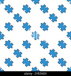 Un concept de vecteur Blue Jigsaw Puzzle Piece coloré modèle sans couture Illustration de Vecteur