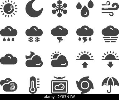 jeu d'icônes solides météo, vecteur et illustration Illustration de Vecteur