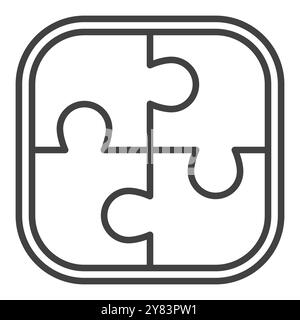 Icône ou signe de concept de pièces de puzzle de vecteur Puzzle dans le style de ligne mince Illustration de Vecteur