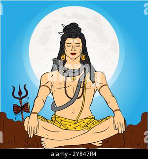 Heureux maha shivaratri illustration du seigneur shiva avec trishul Illustration de Vecteur