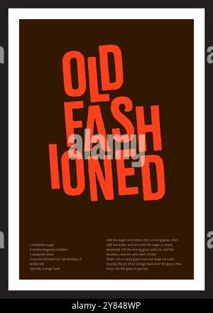 Affiche de cocktail à l'ancienne, décoration pour club, discothèque, bar ou restaurant, conception d'affiche imprimée Illustration de Vecteur