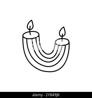 bougie de ligne dessinée à la main esthétique. Illustration plate de contour vectoriel coloré isolée sur fond. elément décoratif pour carte de voeux, bande Illustration de Vecteur