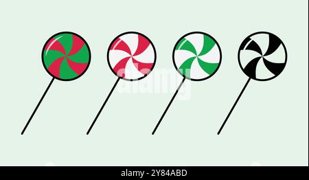 Ensemble de bonbons de Noël vectoriels, sucettes de cercle Illustration de Vecteur