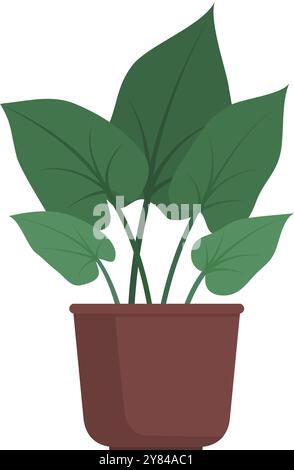 Belle plante luxuriante décorative en pot, isolée Illustration de Vecteur