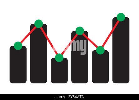 icône de graphique croissante, barres de graphique vers le haut de tendance, stock business et thème de marketing, vert et rouge, statistique économique Illustration de Vecteur