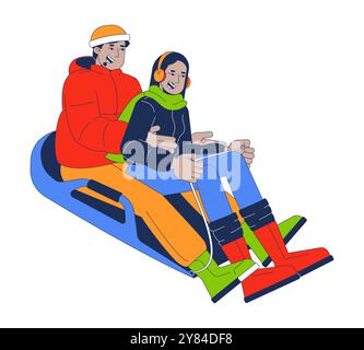 Luge adultes divers personnages de dessins animés 2D. Illustration de Vecteur