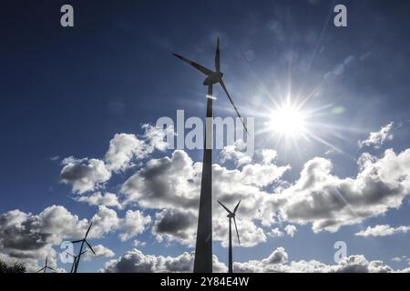 Éoliennes dans un parc éolien, Aschersleben, 29/09/2024, Aschersleben, Saxe-Anhalt, Allemagne, Europe Banque D'Images